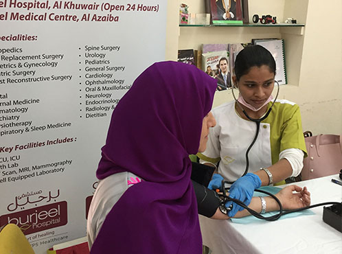 Burjeel Medical Centre, Azaiba - Oman conducts medical camp at Al Taffani School