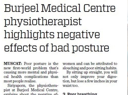 Burjeel Medical Centre physiotherapist highlights negative effects of bad posture
